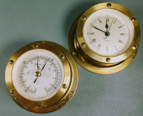 Vtg pair brass ship - vtg, of