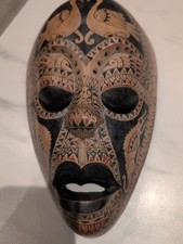 Hand Carved Wooden Tribal Mask Balinese Indonesian Ethnic Wall Art Decor