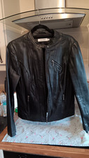 Naf Naf leather jacket new in unworn condition size 12/ small 14 lined with zips