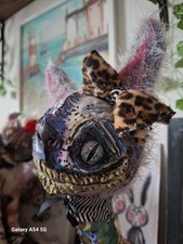 Narla. Whimsical, fantasy strange unique hand made custom art doll Cat Sculpture