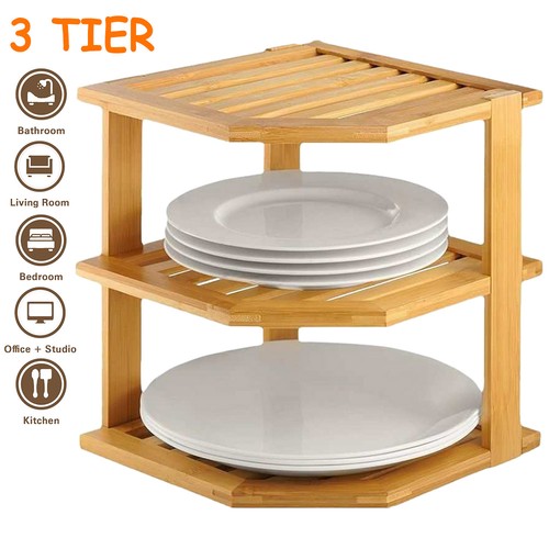 Bamboo corner shelf tier - bamboo, 3