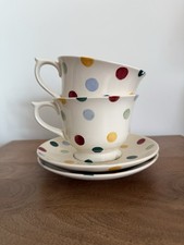 Emma Bridgewater Pair Of Large Polka Tea Cups And Saucers