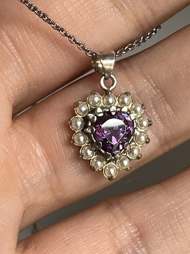 925 heart amethyst and seed - and,
