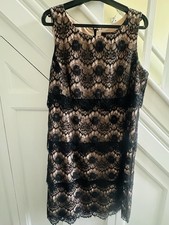 Women’s sleeveless Black And Beige Lace Dress Size 14 From Savoir