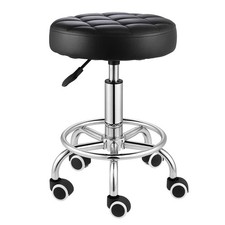 Leather rolling stool with - rolling,