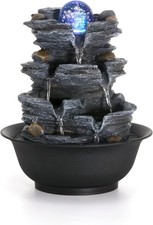 Tabletop Water Fountain Meditation Desktop Indoor Waterfall Feature LED Lighted