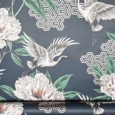 Navy Tropical Wallpaper Gold
