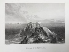 1836 Antique Print; Land's End, Cornwall - Stanfield