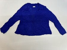 R12) Minuet Petite Casual Blue Women Cardigan Blazer Top Size L Viscose 