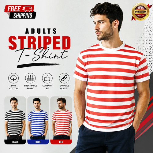 Mens striped shirt - t-shirt, cotton