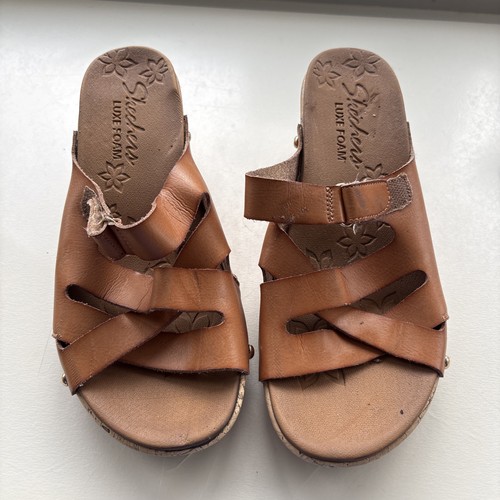 Skechers luxe foam tan wedge - skechers,