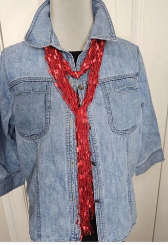 Scarf red necklace fringe - necklace,