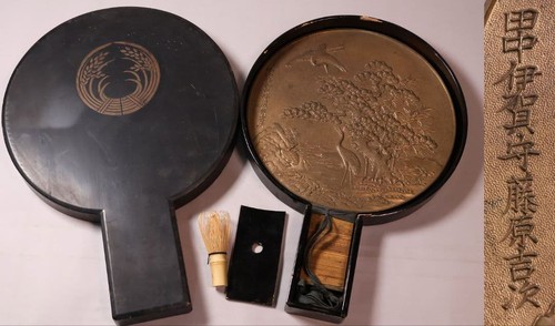 Bronze mirror edo antique - bronze,