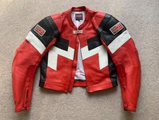 Nankai armoured Motorcycle Leathers, red,white and black