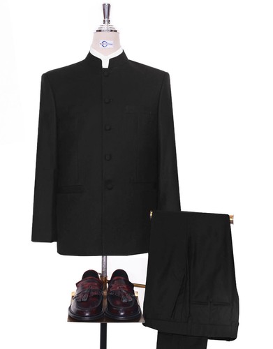 Nehru collar suit black - suit, |