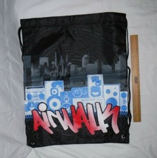 Airwalk black graffiti urban drawstring sports bag, perfect for school or gym