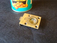 Vintage Rectangular Military Brass Flush Ring Pull Handle with Spring Lock