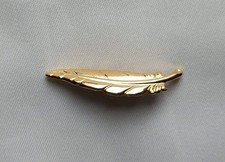 Gold-coloured Feather Brooch. New, 4.5 Cms Long, 1 cm Wide