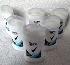 6 X 40ml Sure Invisible Aqua Anti perspirant Stick Anti white mark + yello stain