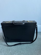 ANTLER Black Leather Vintage Briefcase Combination Lock Strap, Broken Handle