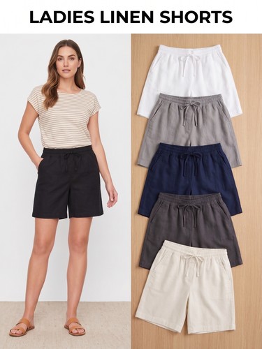 Ladies linen shorts - ladies,