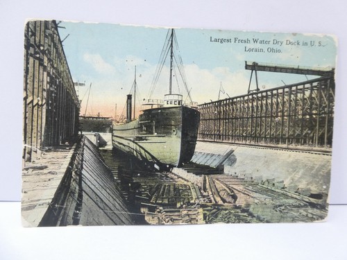 Lorain ohio dry dock postcard - lorain,