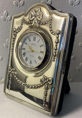 Silver miniature clock - silver, clock.