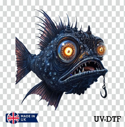 Piranha fish dtf sticker - uv,
