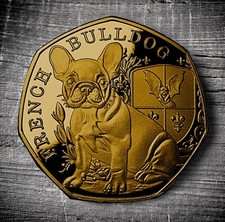 French Bulldog 24ct Gold Commemorative Coin. Favourite Dogs. Frenchie/Puppy/Pup