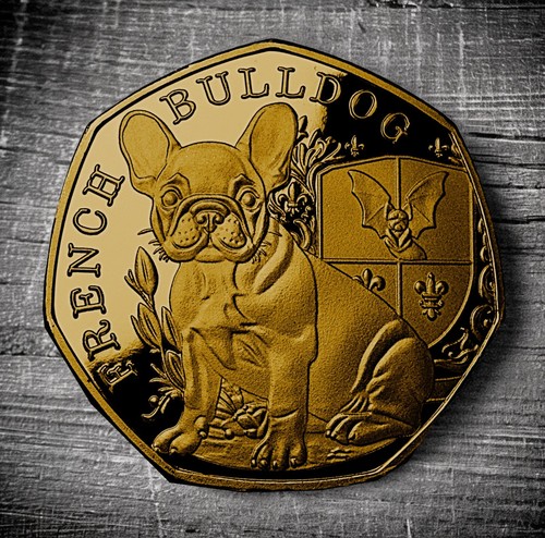French bulldog 24ct gold - french,