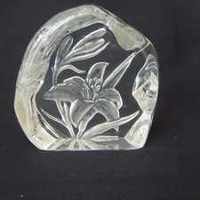 Dartington Crystal Capredoni Lily Iceberg Paperweight Ornament Sticker Signed