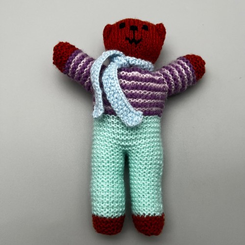 Hand knitted teddy - knitted,