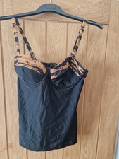 Simply Be Tankini Top Strapless Multiway Underwired Padded Plunge Black Leopard
