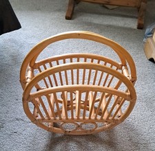 Vintage Mid Century Wicker Cane Bamboo Magazine Rack Holder Circilar Deco design