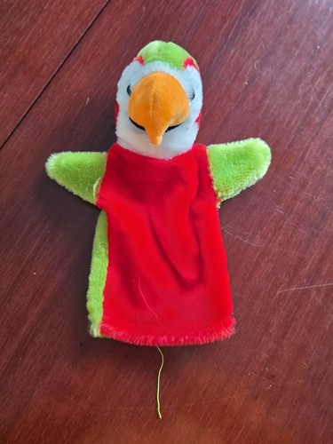 Hand puppet green red parrot - puppet,