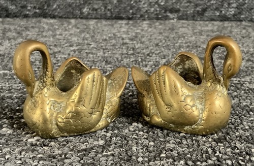 Vintage solid brass swan salt - solid,