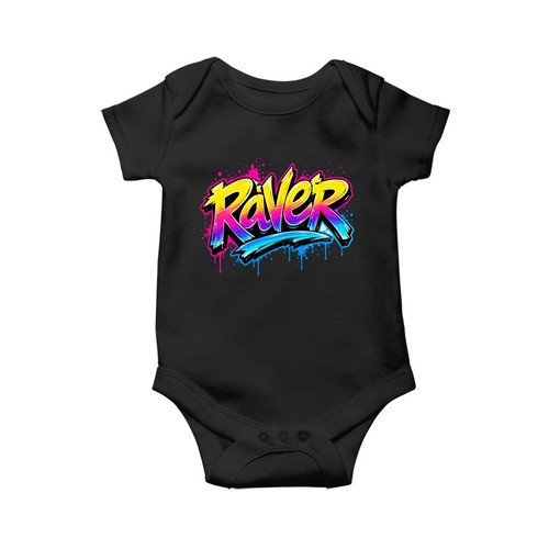 Raver graffiti baby grow - graffiti,
