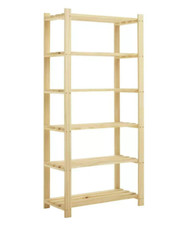 Home Karee 6 Tier Shelving Unit - Natural | Wood Effect Storage Shelf Bookcase