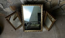 Antique Three Piece Dresser Mirror Gold Frame Desk Mirror Vintage