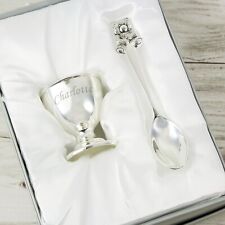 Personalised Silver Egg Cup & Spoon, Christening Gift, Baptism, New Baby Gift