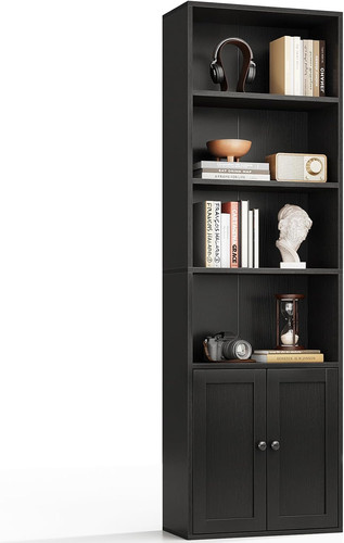 Tier bookcase with doors - bookcase, and