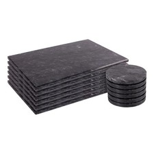 12pc Marble Placemats & Round