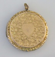 Edwardian Locket - Edwardian 9ct Gold Back & Front Pattern Round Opening Locket