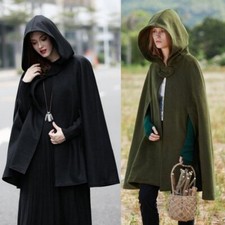 Women Casual Wool Cape Coat