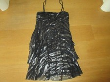Star Julien Macdonald black silver layered ra ra strap party dress, size 14