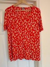 KIM&CO- Women's Pretty Floral Print Jersey Blouse Top- Size Sm