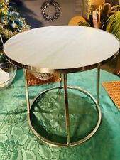 Modern Round Steel Art Marble Pattern Side Table Tea Coffee Table 