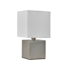 Cube Base Touch Table Lamp 23CM Tall Bedside Light Fabric Square Shade LED Bulb