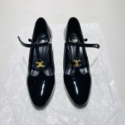 Celine bar block heel patent - t,