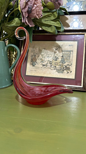 Hand blown art glass swan - swan, neck